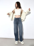 Blue High Rise Wide Leg Jeans