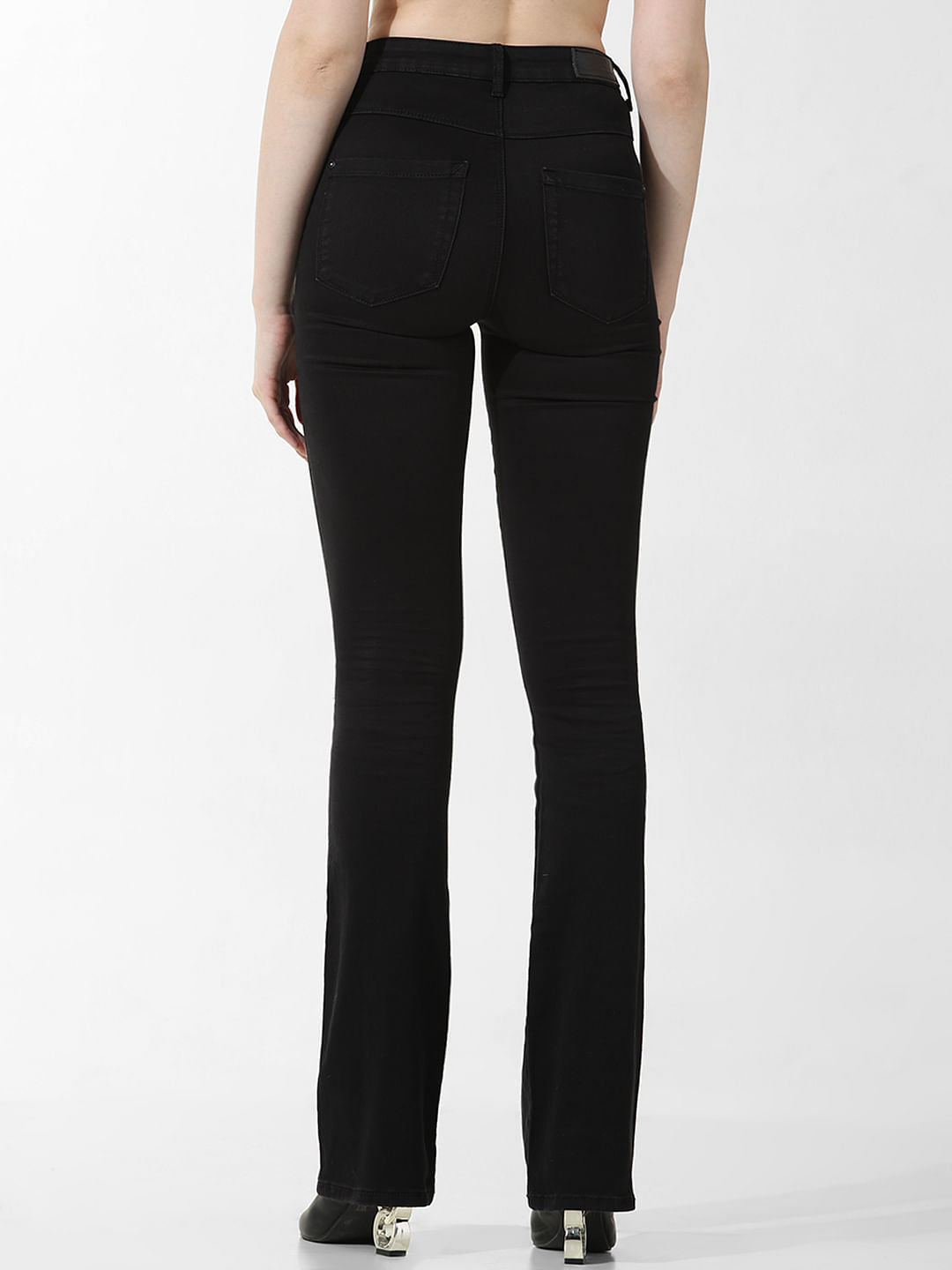 Black High Rise Flared Jeans