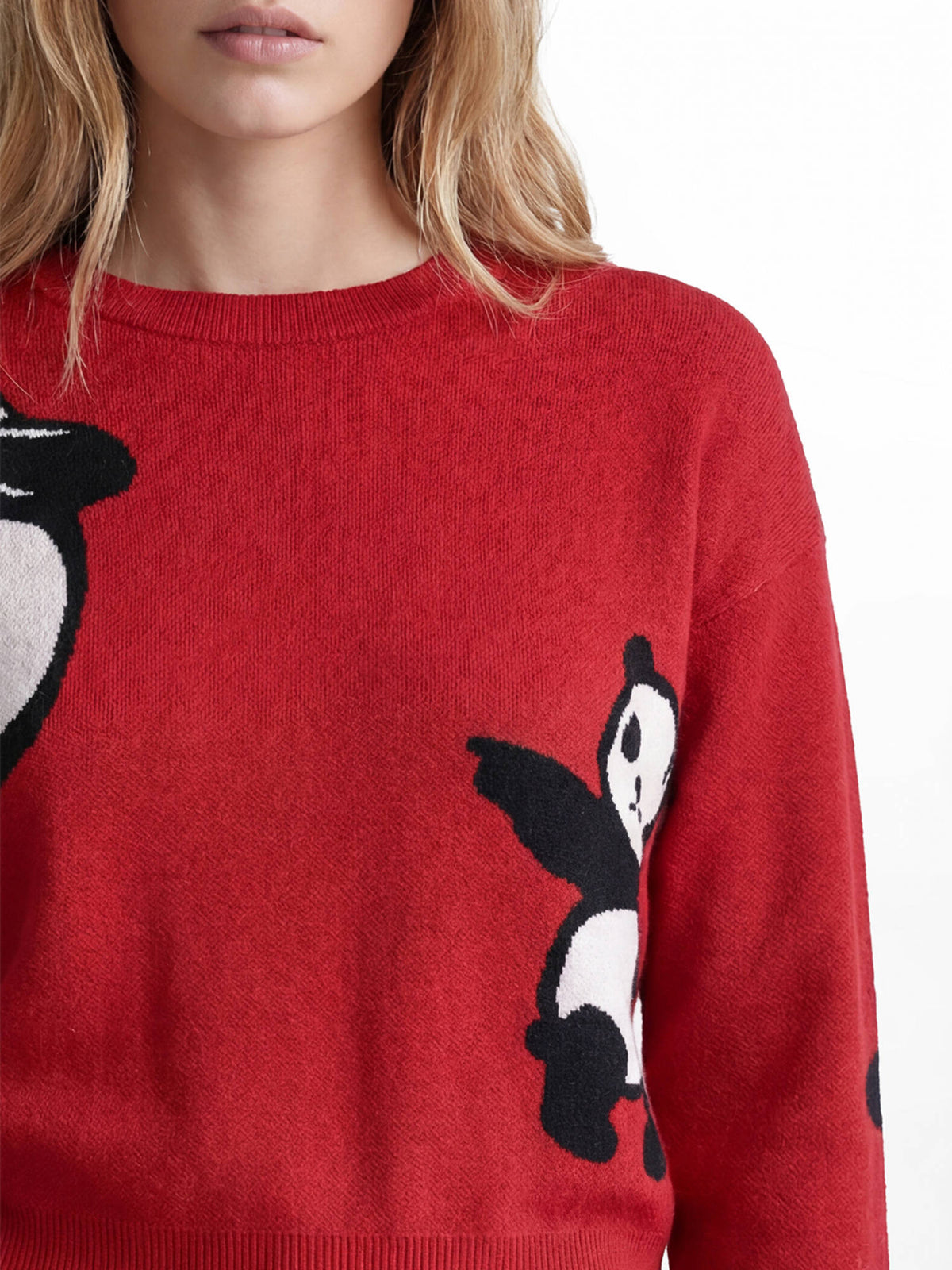 Women's Graphic Print Regular Fit Red Sweatshirt | O24 - view 4