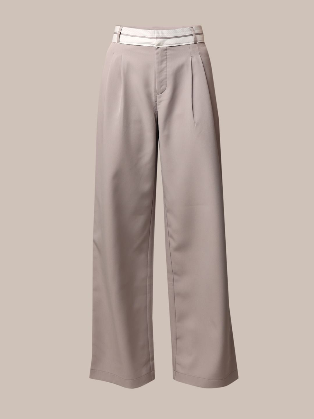Grey High Rise Tailored Wide Leg Pants