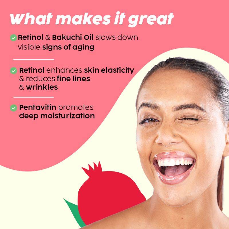 Pomegranate 0.6% Retinol & 0.2% Bakuchi Oil Night Face Serum To Reduce Fine Lines | PL1 - view 2