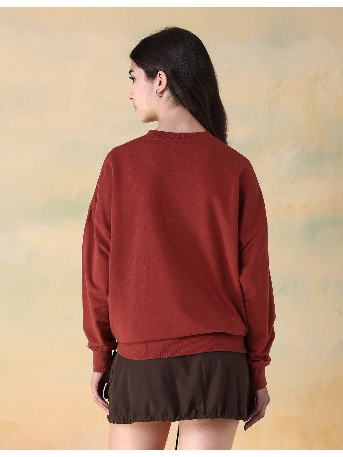 Women Red Cotton Graphic Sweatshirt | HD56 - view 5