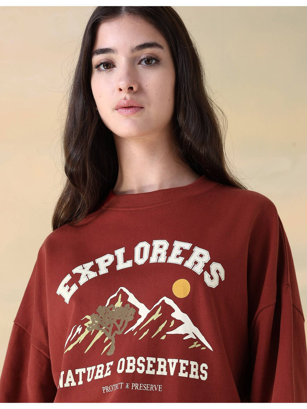 Women Red Cotton Graphic Sweatshirt | HD56 - view 7