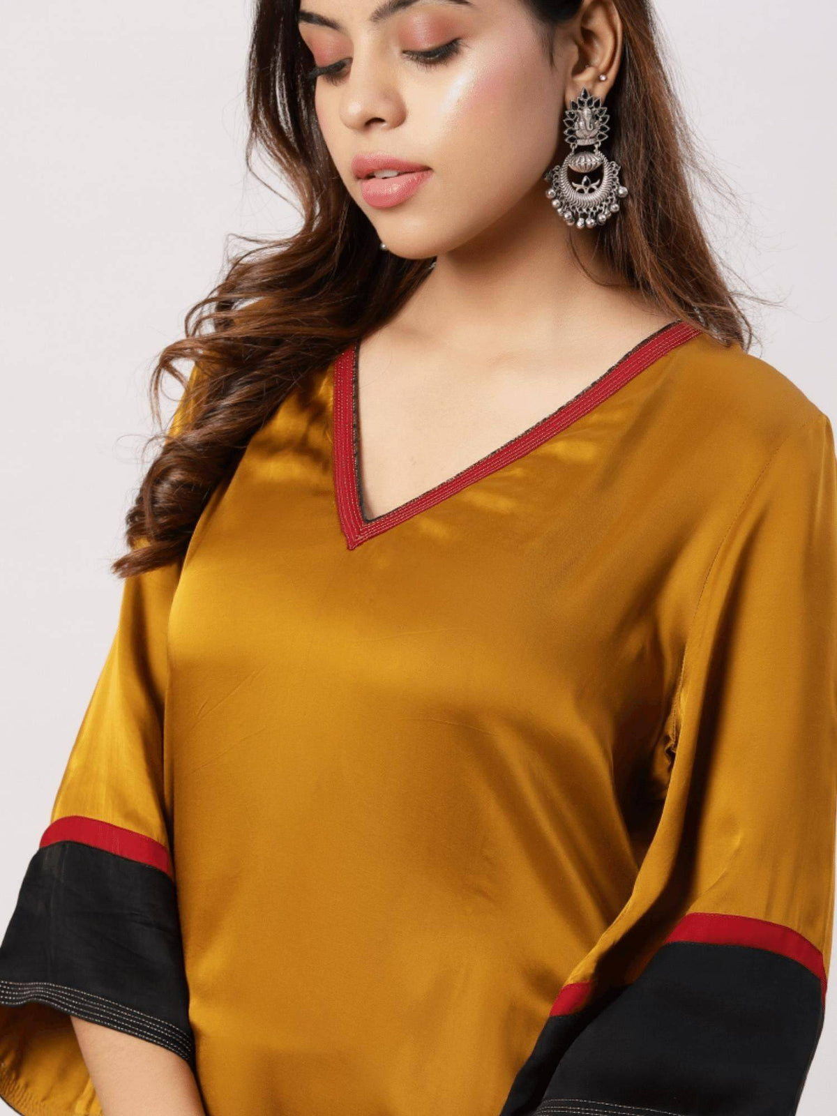 Modal Silk Color Block Brocade Pockets Kurta | KDG - view 4