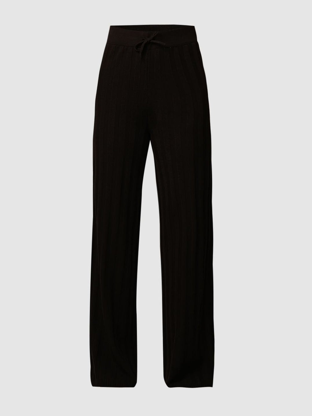Black Rib-Knit Co-Ord Set Pants