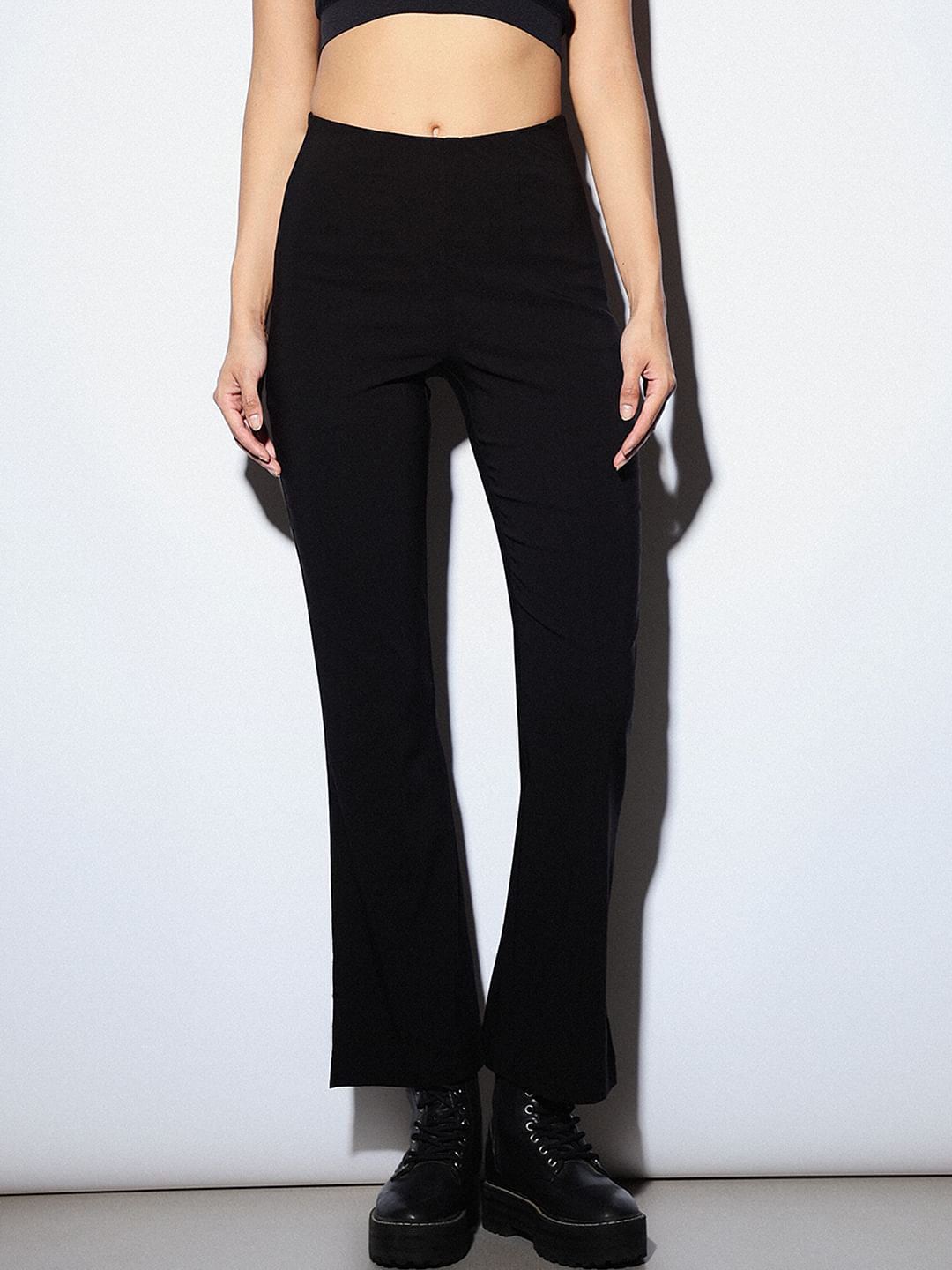 Black Flared Slit Pants