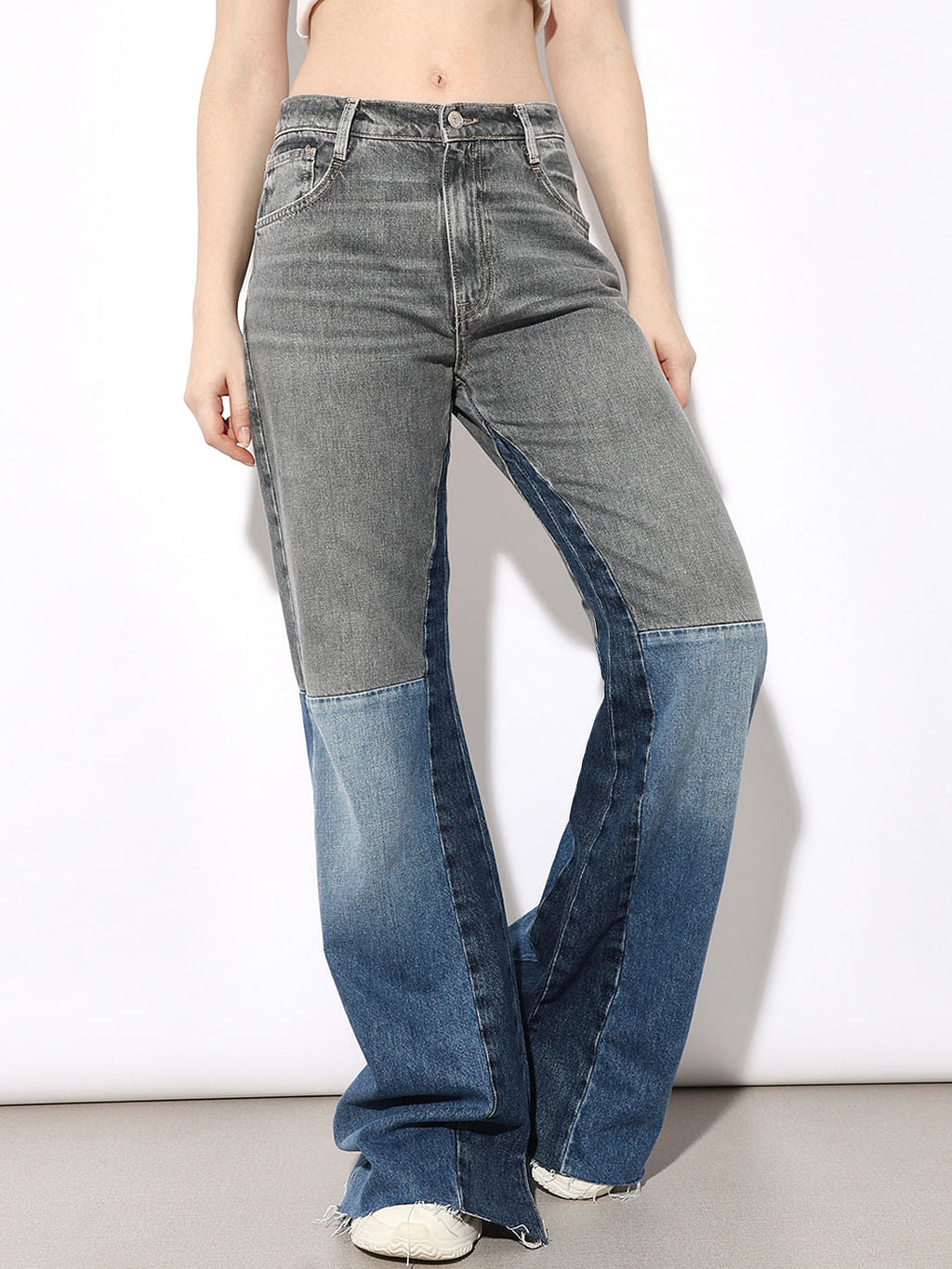 Blue High Rise Reworked Flared Jeans