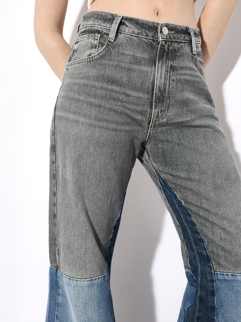 Blue High Rise Reworked Flared Jeans