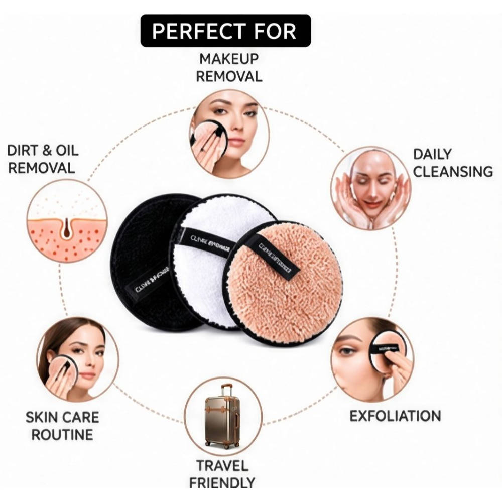 Reusable Makeup Remover Cleansing Pads-Mix Colours | E20 - view 4