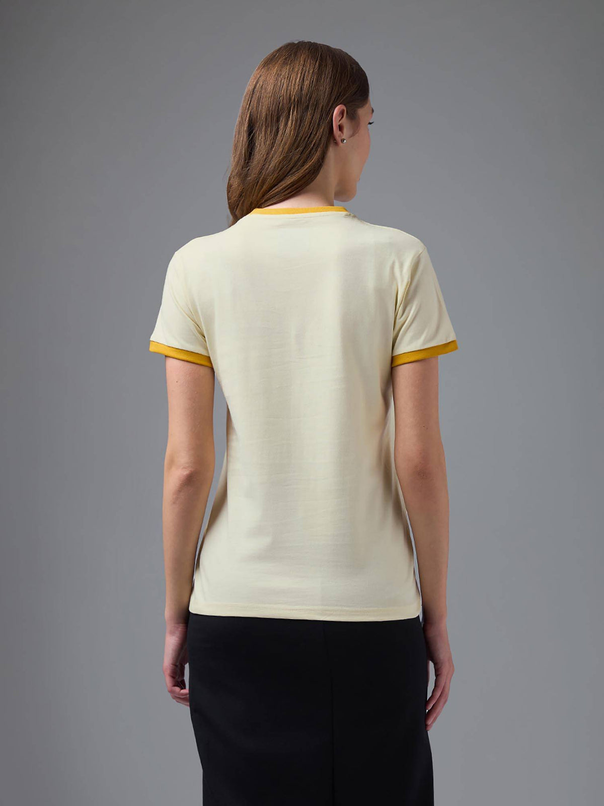Women Off White Cotton Half Sleeves T-Shirt | TS56 - view 4