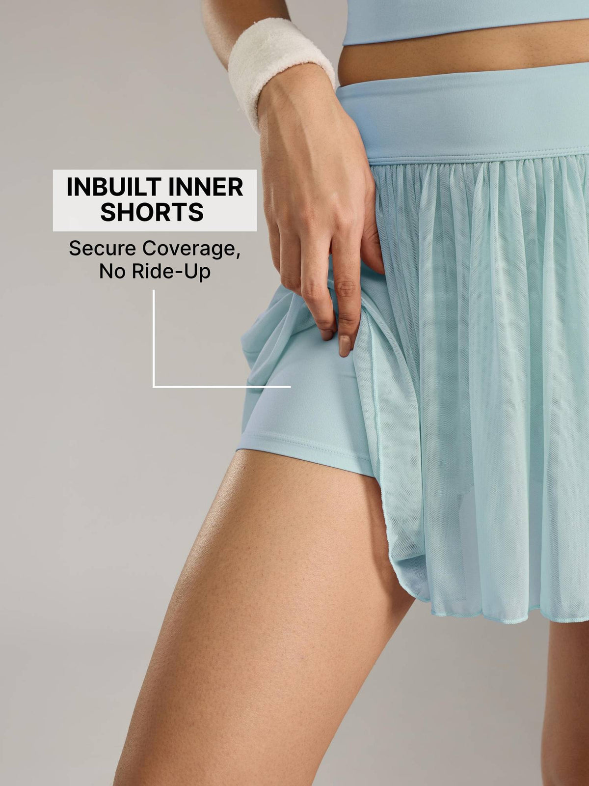 Pleated Skort with Mesh Panels & Built-In 4.5" Shorts for Pickleball, Tennis & More KIC407 Blue - view 2