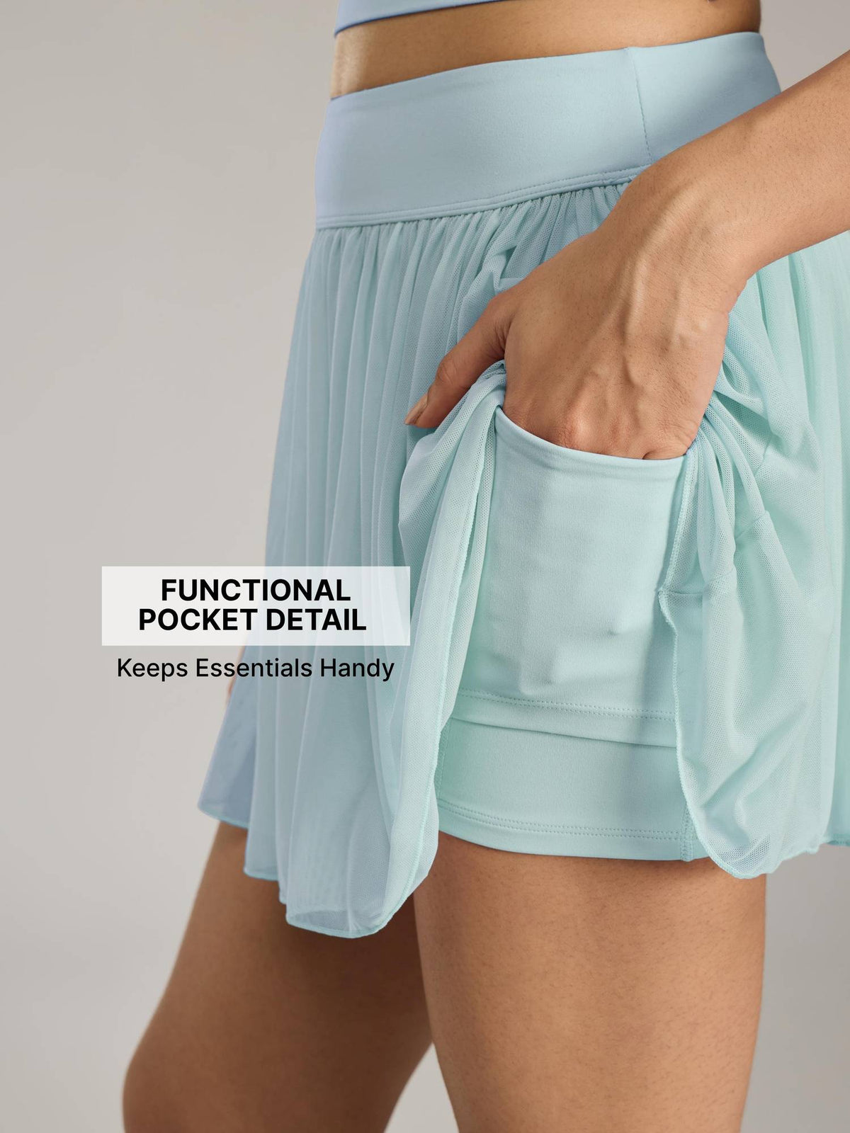 Pleated Skort with Mesh Panels & Built-In 4.5" Shorts for Pickleball, Tennis & More KIC407 Blue - view 3