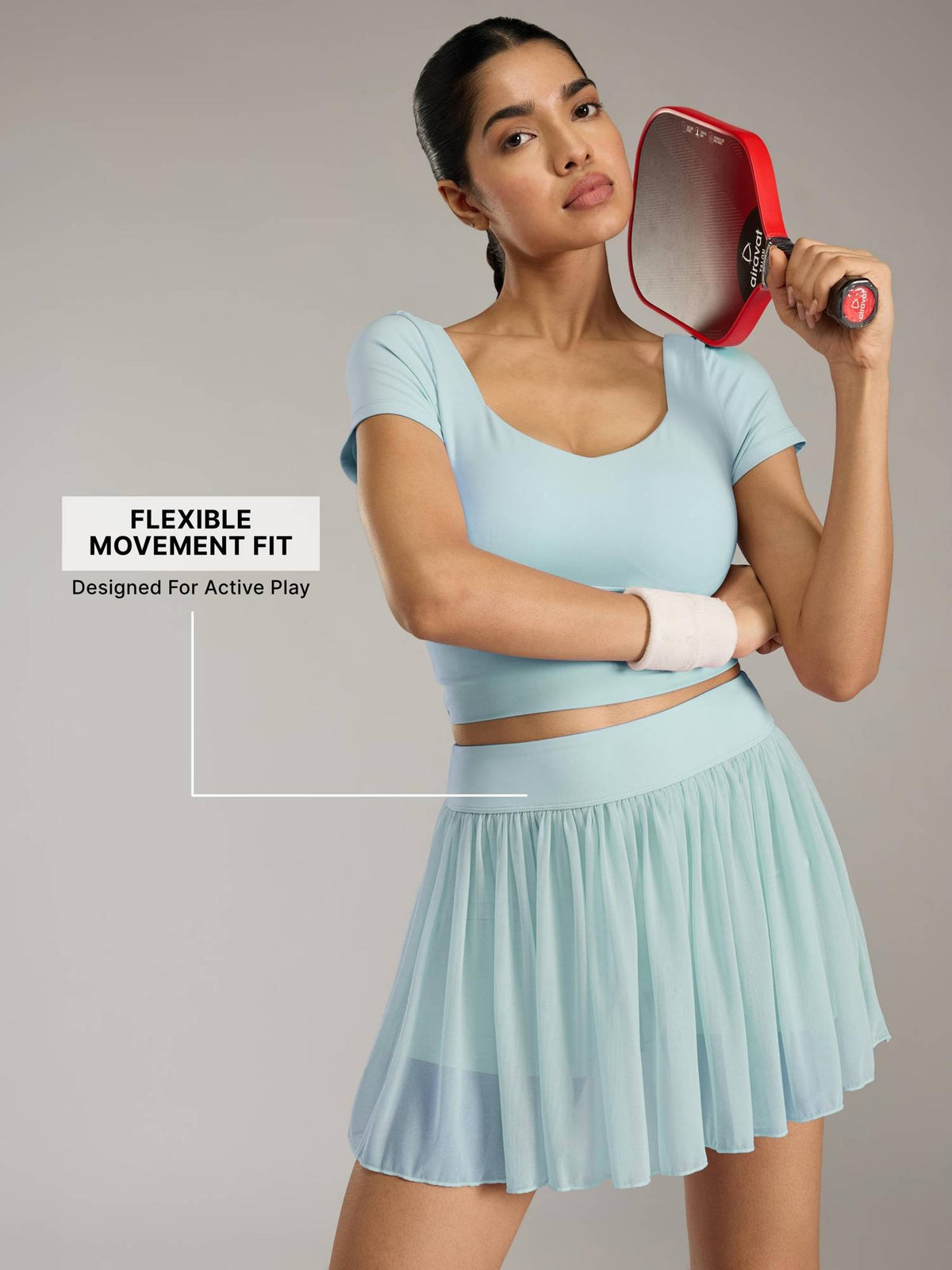 Pleated Skort with Mesh Panels & Built-In 4.5" Shorts for Pickleball, Tennis & More KIC407 Blue - view 4