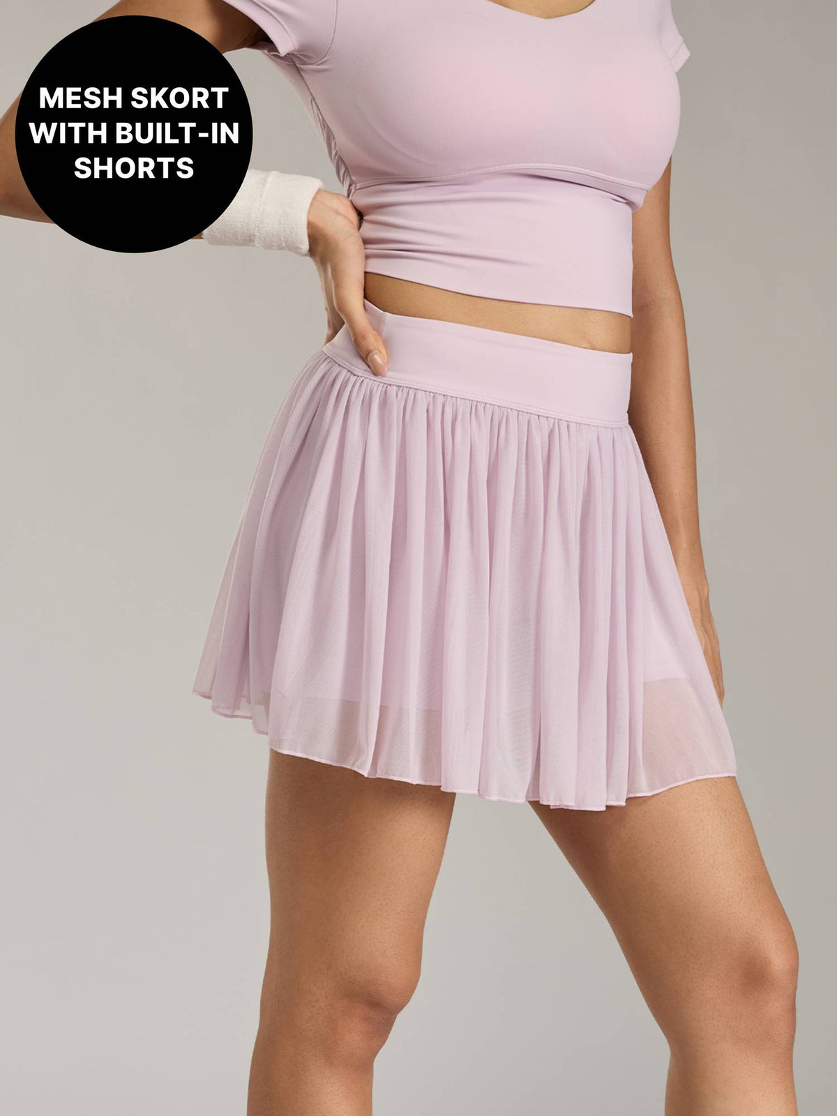 Pleated Skort with Mesh Panels & Built-In 4.5" Shorts for Pickleball, Tennis & More KIC407 Blue - view 6