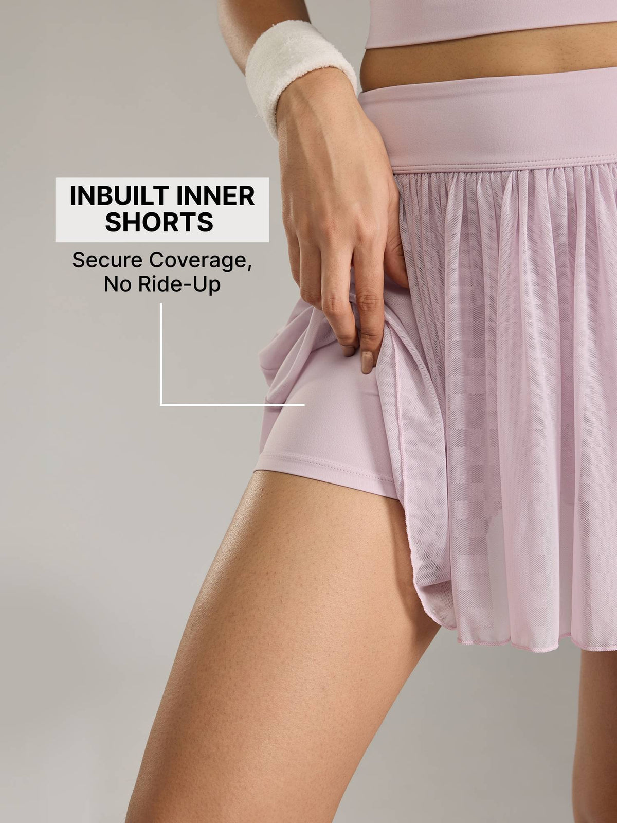 Pleated Skort with Mesh Panels & Built-In 4.5" Shorts for Pickleball, Tennis & More KIC407 Pink - view 2