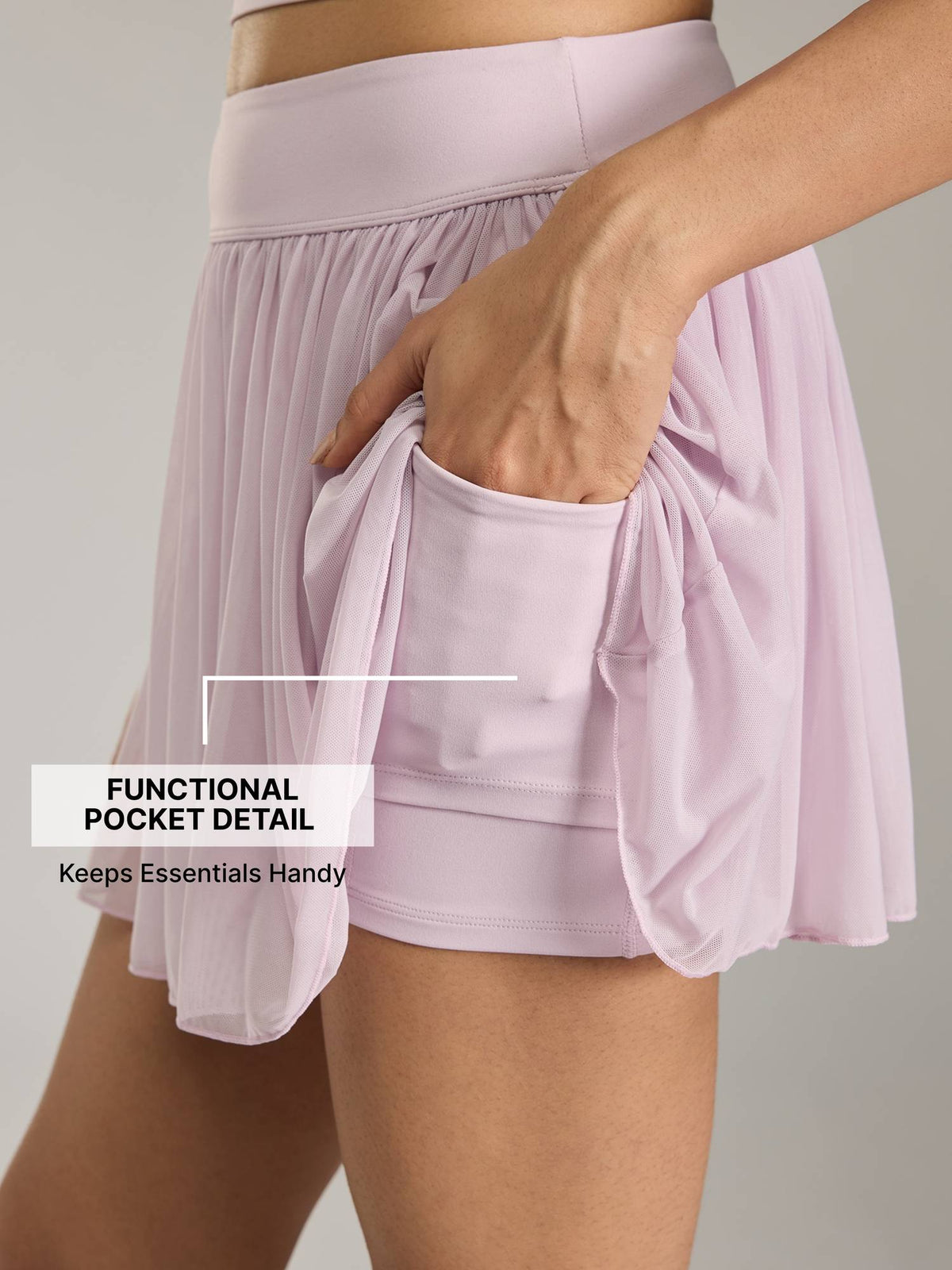 Pleated Skort with Mesh Panels & Built-In 4.5" Shorts for Pickleball, Tennis & More KIC407 Pink - view 3