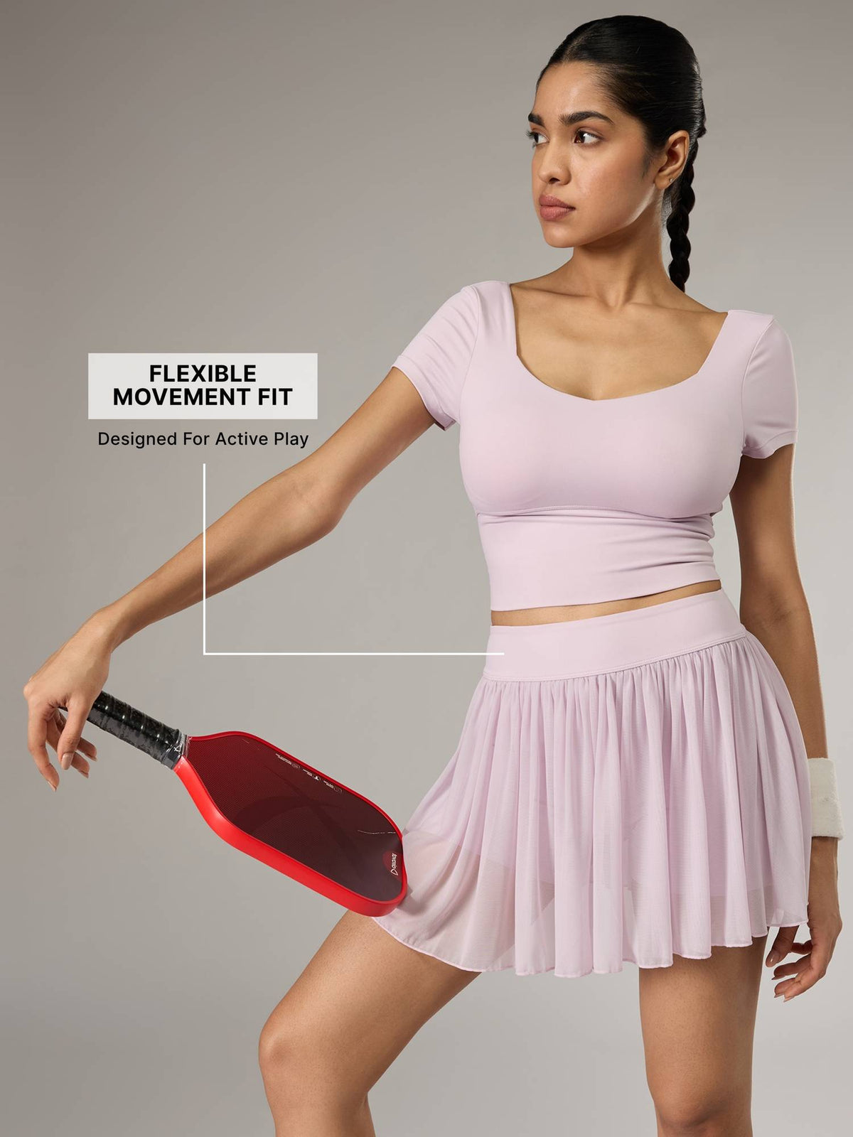 Pleated Skort with Mesh Panels & Built-In 4.5" Shorts for Pickleball, Tennis & More KIC407 Pink - view 4