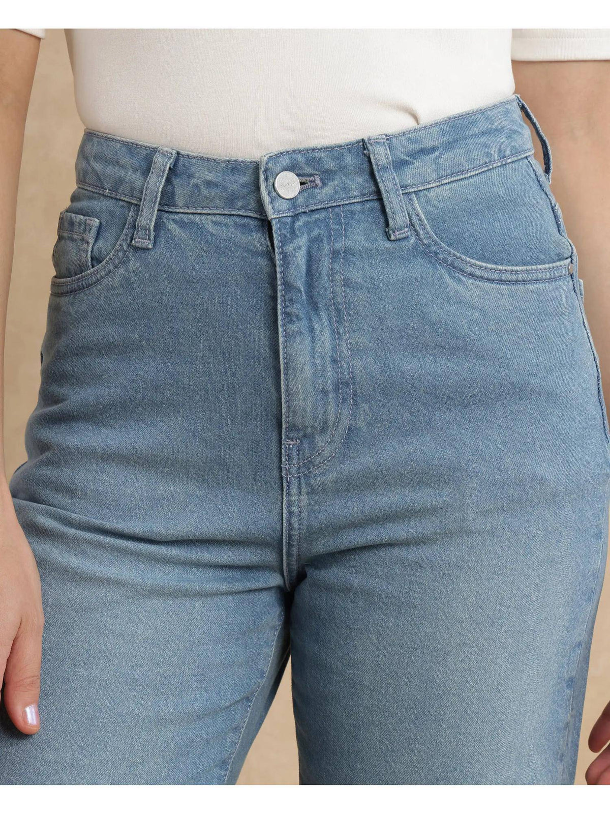 Beuk Light Blue Plain Straight Jeans | ST23 - view 3