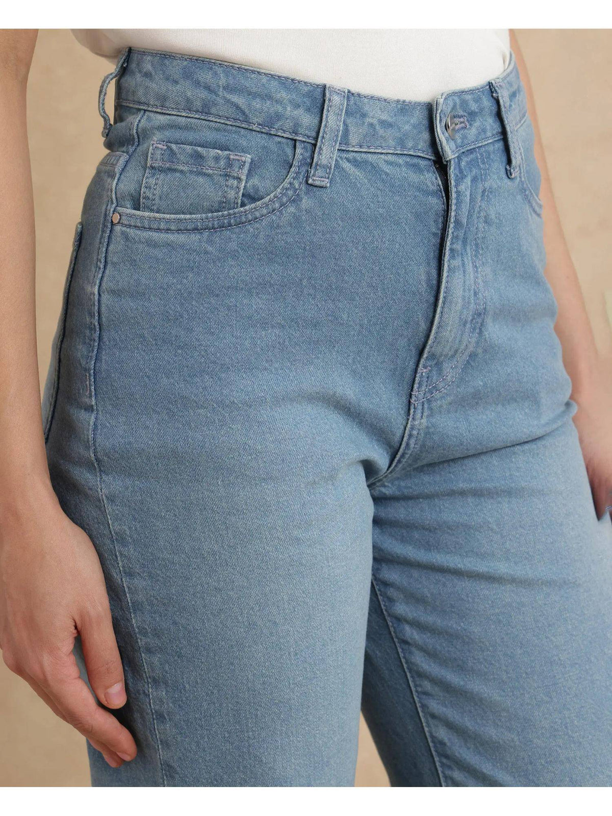 Beuk Light Blue Plain Straight Jeans | ST23 - view 4