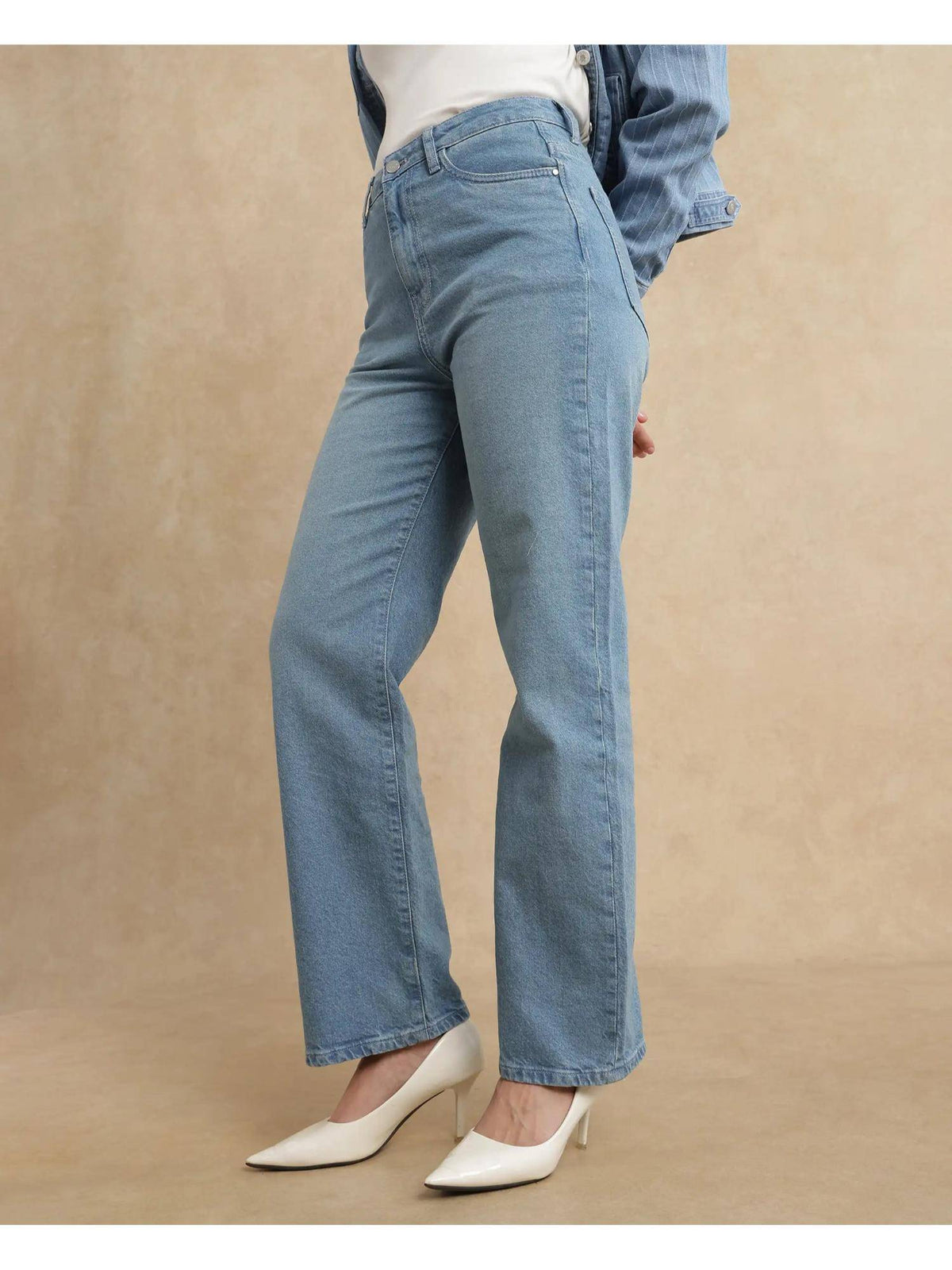 Beuk Light Blue Plain Straight Jeans | ST23 - view 5