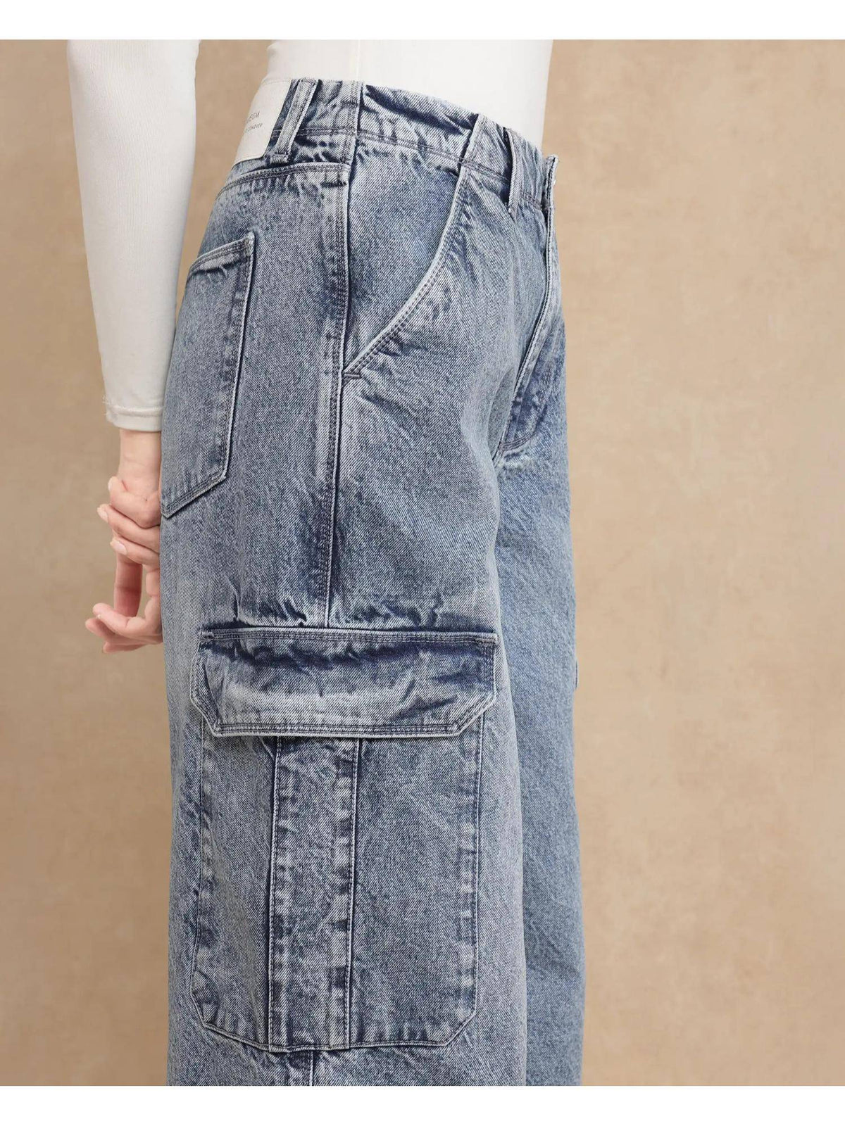 Caro Light Blue Plain Baggy Fit Jeans | BG78 - view 3