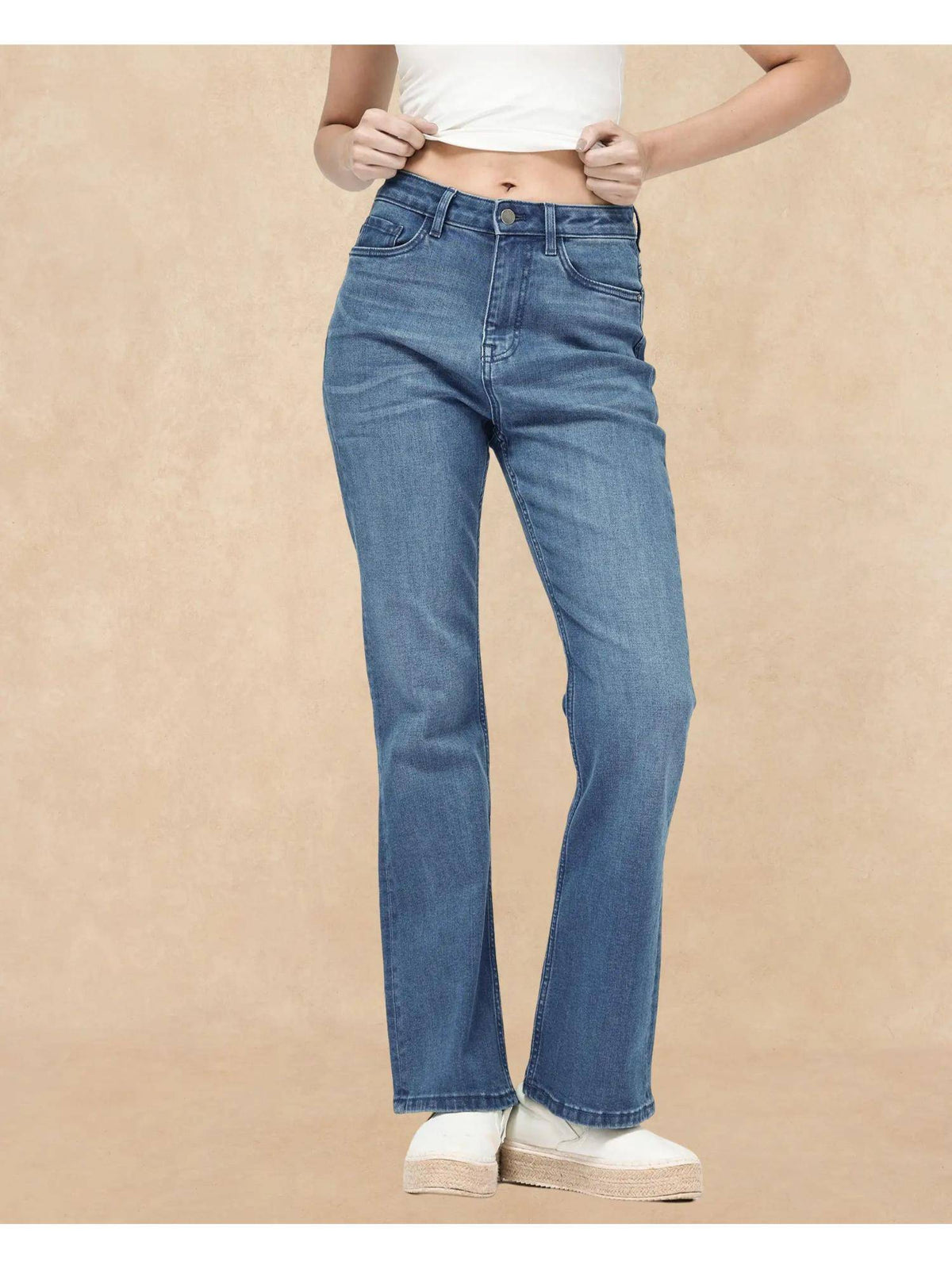 Hadley SC Light Blue Plain Bootcut Jeans | BT10 - view 1