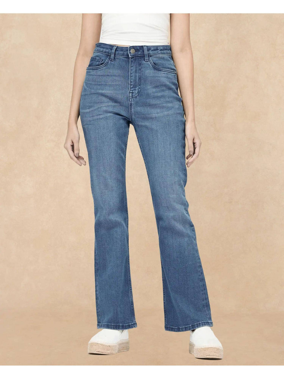 Hadley SC Light Blue Plain Bootcut Jeans | BT10 - view 5
