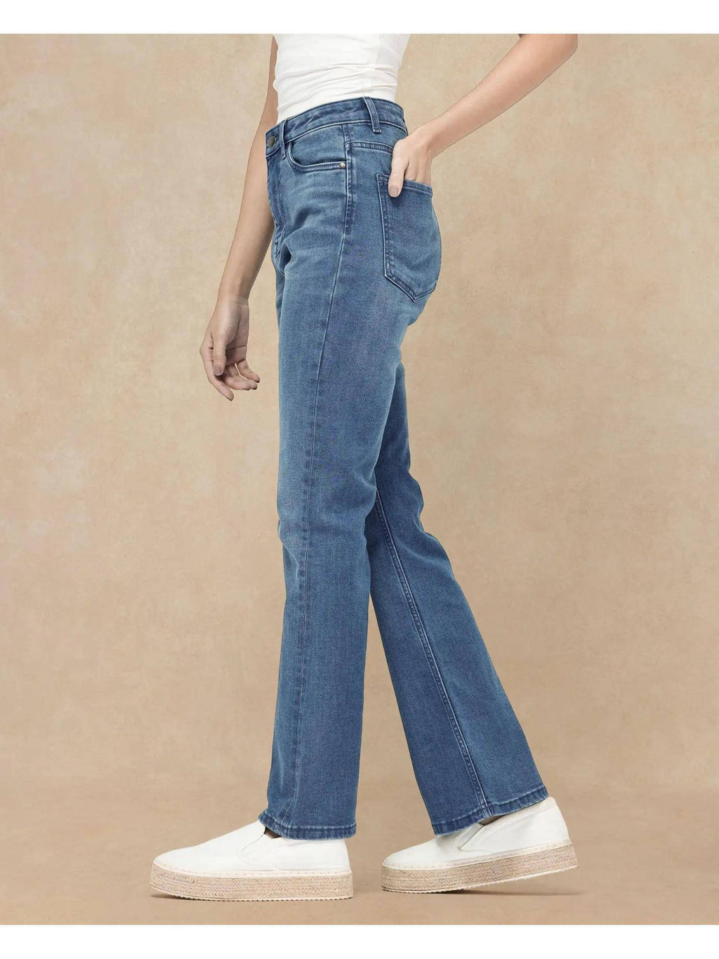 Hadley SC Light Blue Plain Bootcut Jeans | BT10 - view 6