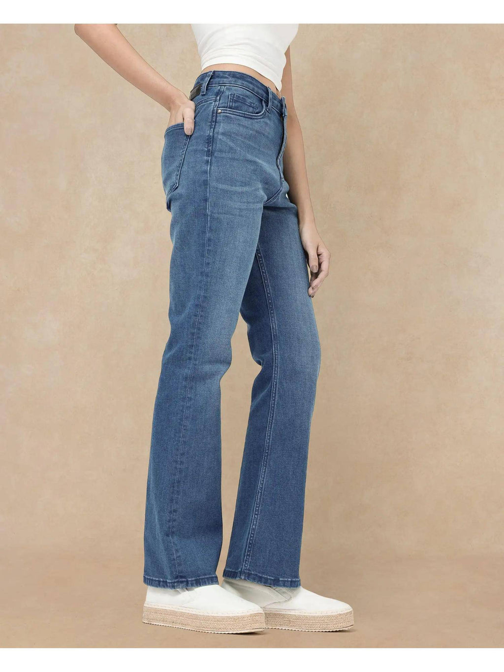 Hadley SC Light Blue Plain Bootcut Jeans | BT10 - view 8