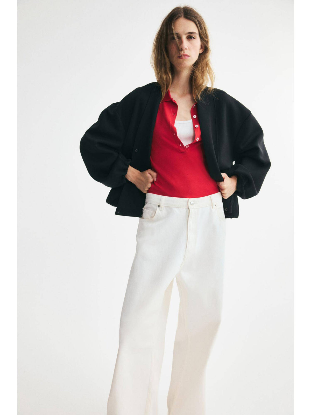 Women Black Scuba Blouson Jacket | JC78 - view 3