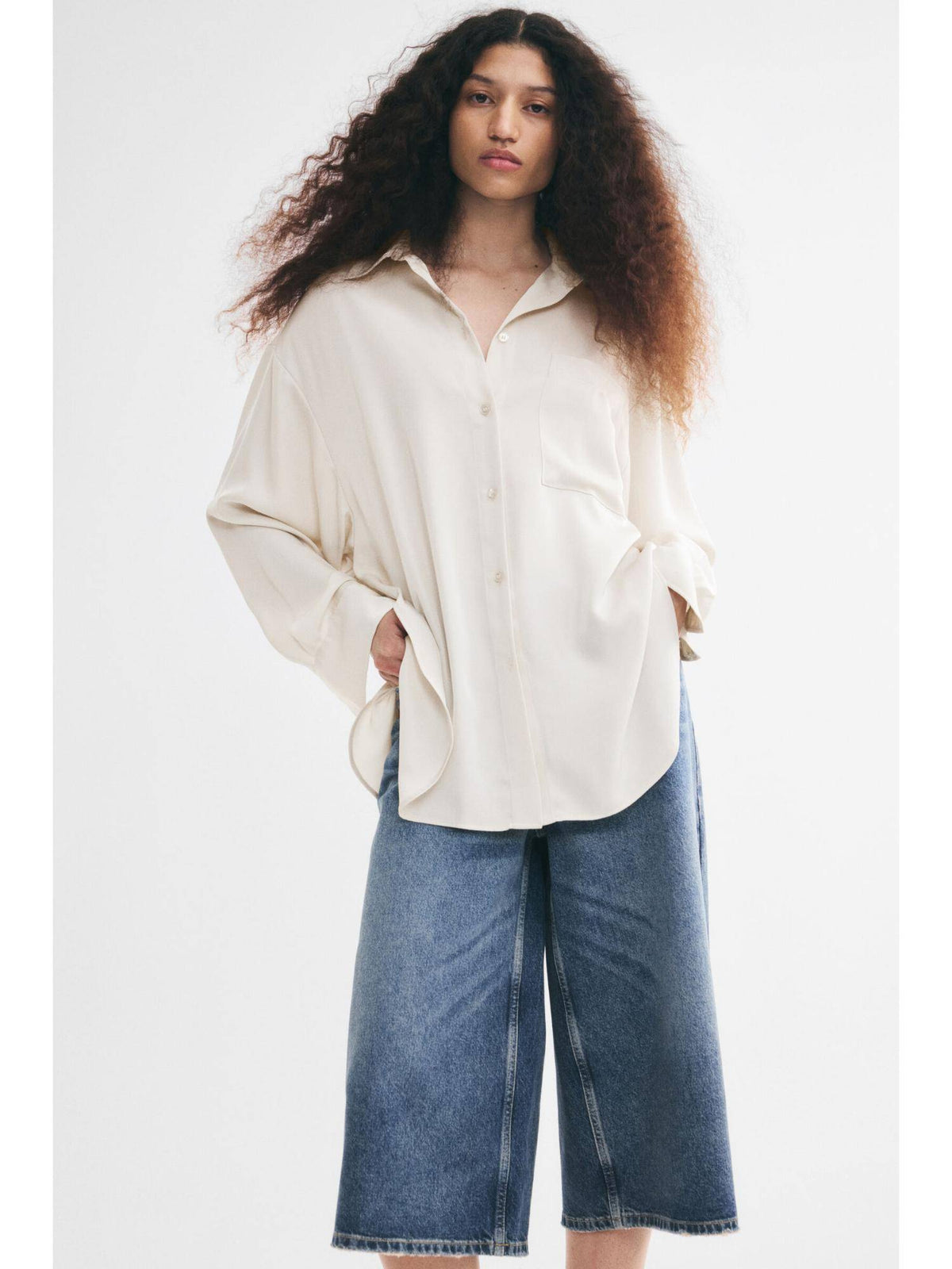 Women Red Loose-Fit Twill Shirt | S67 - view 5