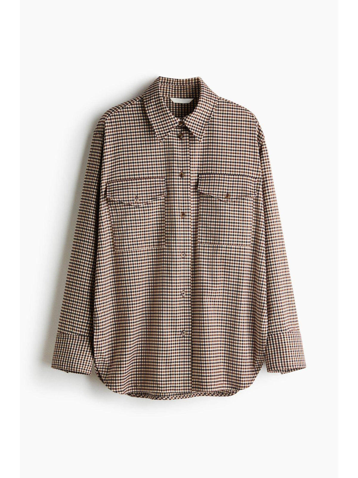 Women Beige Oversized Flannel Shirt | S67 - view 1