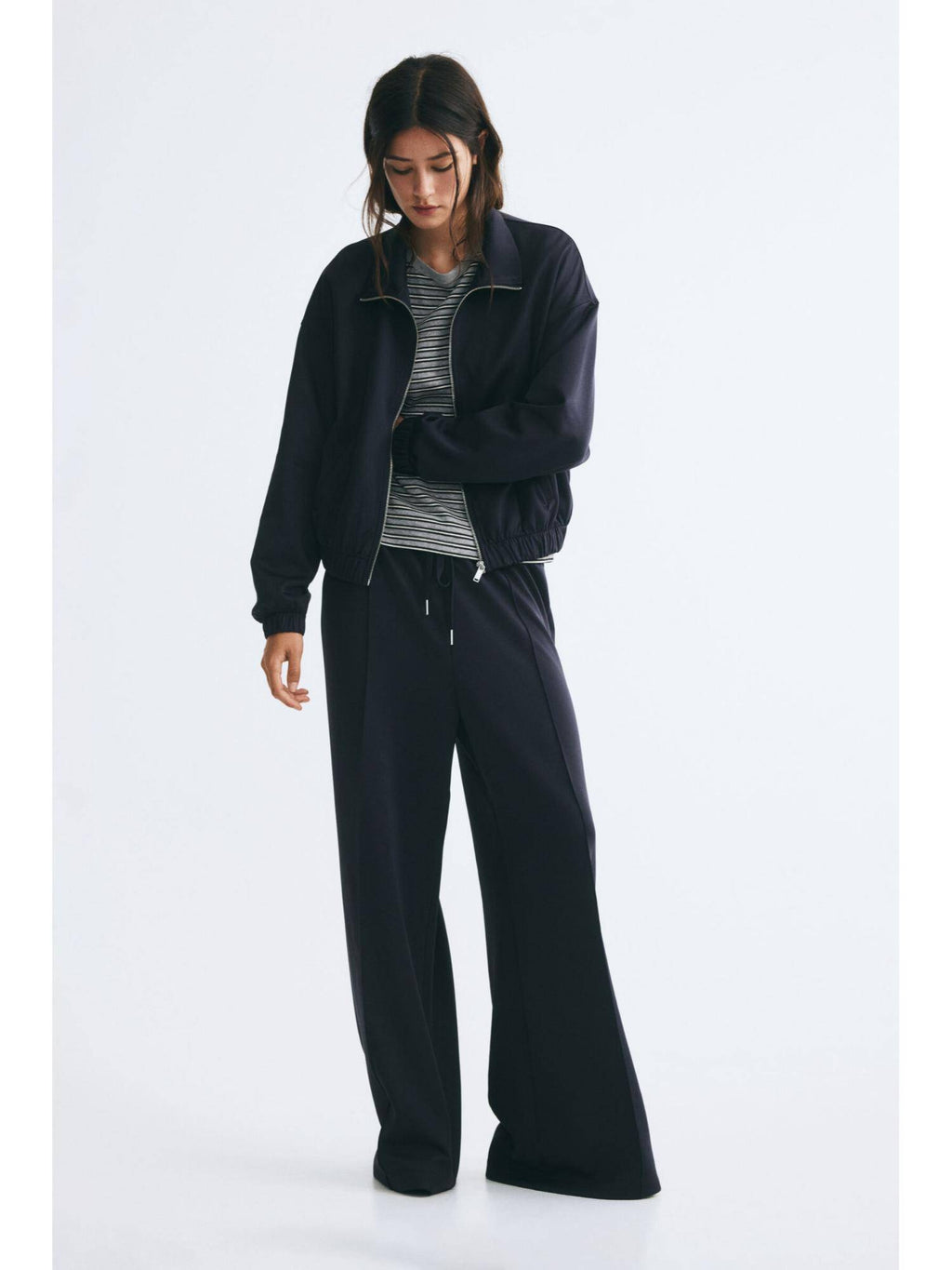 Women Blue Fine-Ribbed Track Jacket | JC78 - view 2