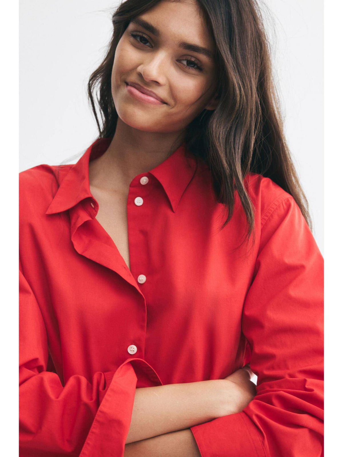 Women Red Relaxed-Fit Cotton Shirt | S67 - view 1