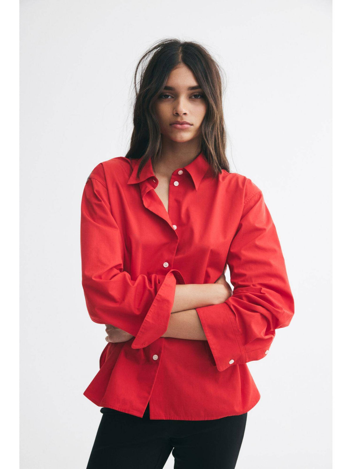 Women Red Relaxed-Fit Cotton Shirt | S67 - view 2