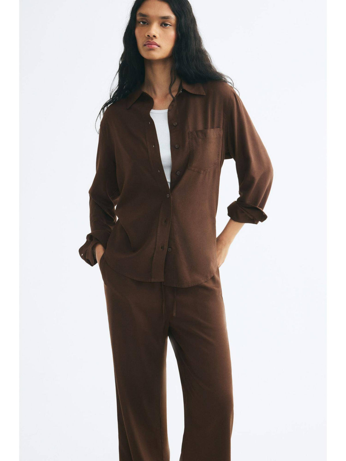 Women Brown Linen-Blend Shirt | S67 - view 2