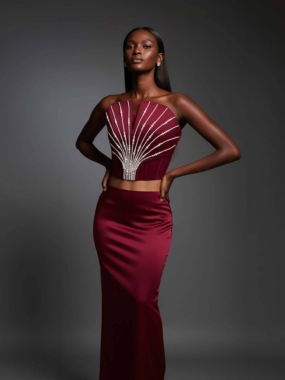 Maroon Pearl Embellished Top | TT90 - view 3