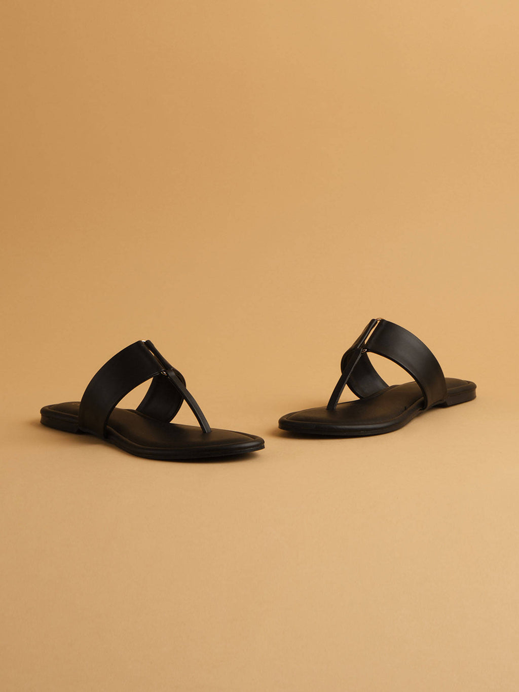 Petra Black Solid Flats | F61 - view 2