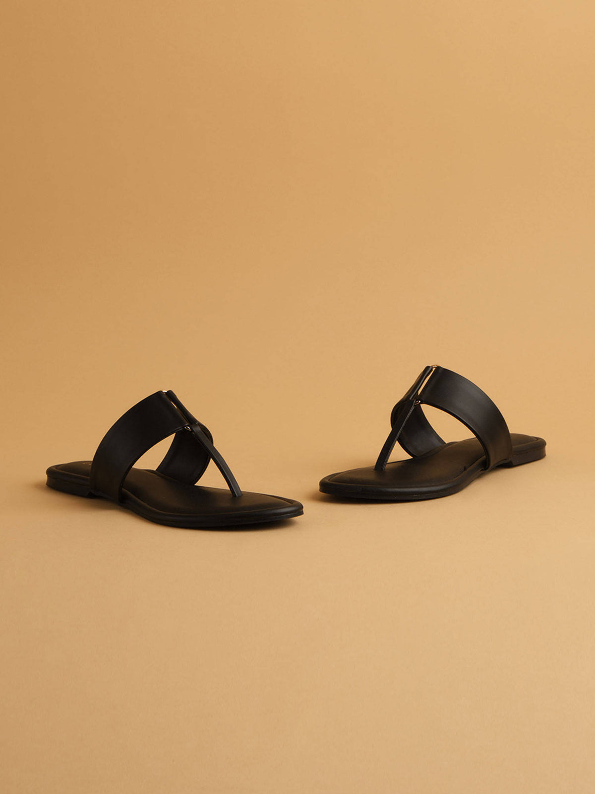 Petra Black Solid Flats | F61 - view 2