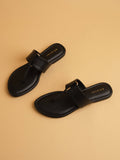 Petra Black Solid Flats | F61 - view 1