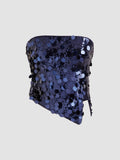 Sequin Asymmetrical Split Tube Crop Top | TT90 - view 9