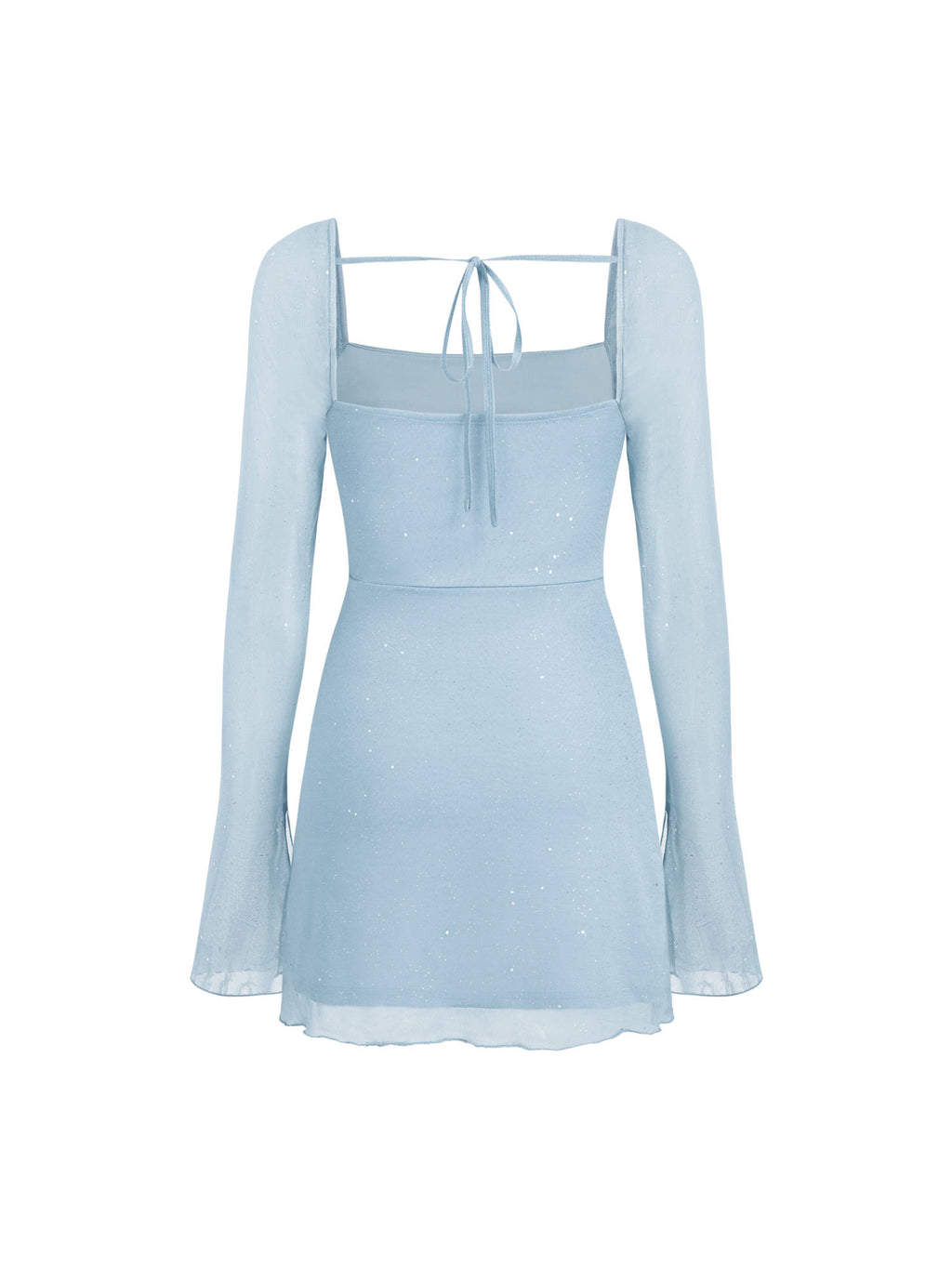 Square Neck Solid Glitter Knotted Mini Dress | D56 - view 17