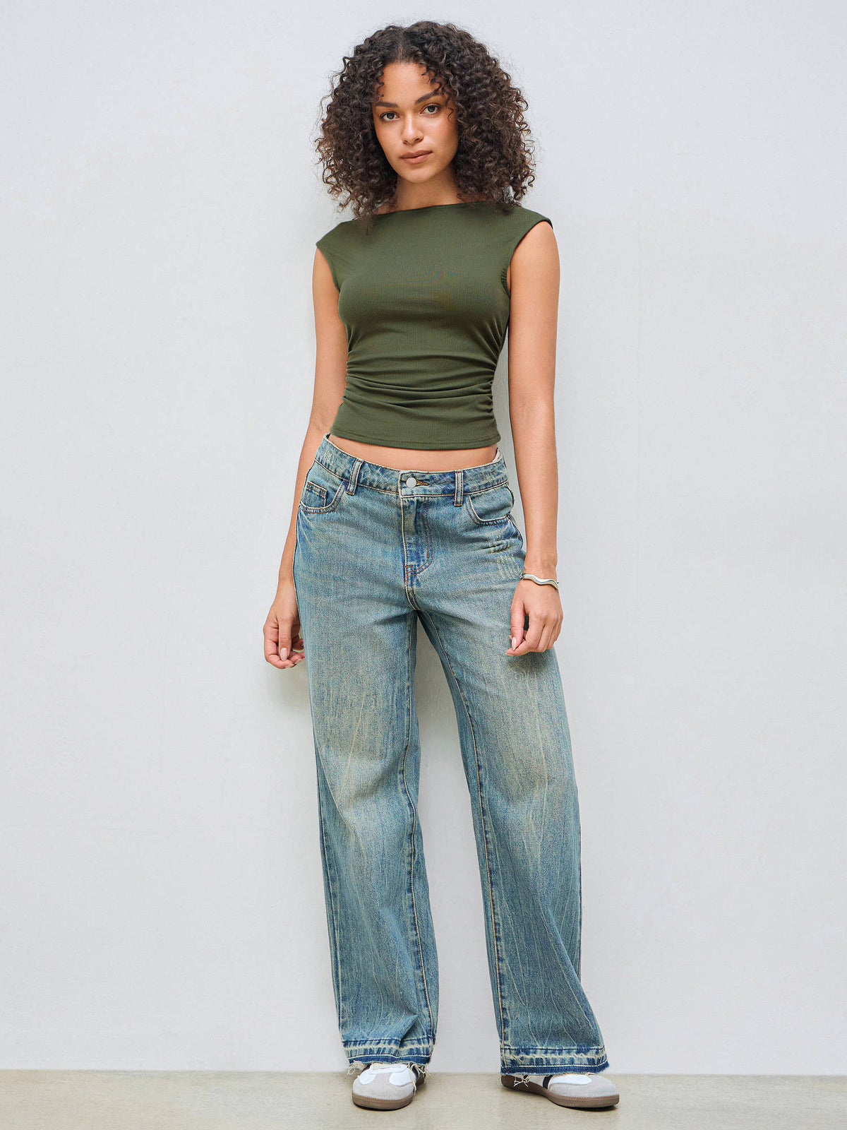 Boat Neck Solid Ruched Tank Top | TT98 - view 25