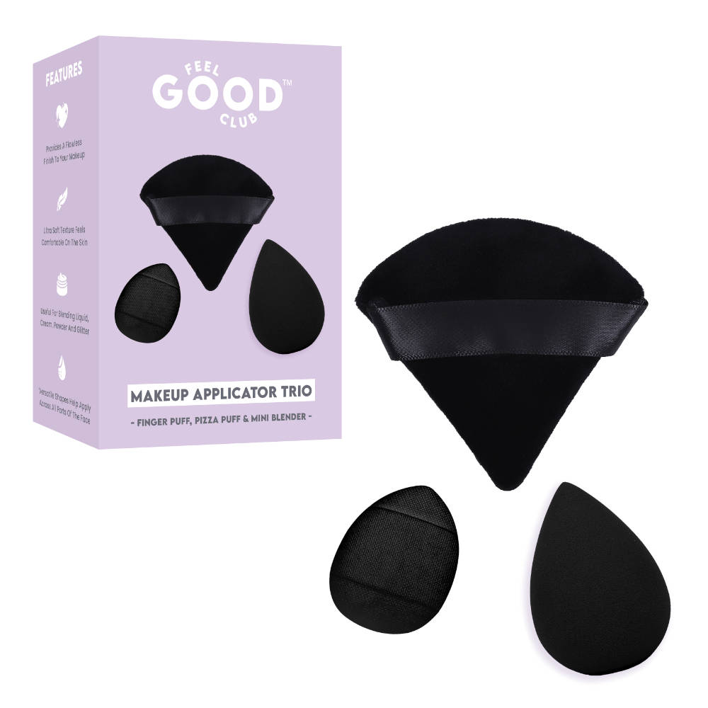 Makeup Applicator Trio - 1 Pizza Puff 1 Finger Puff & 1 Mini Blender (Mixed Colours) | C83 - view 1