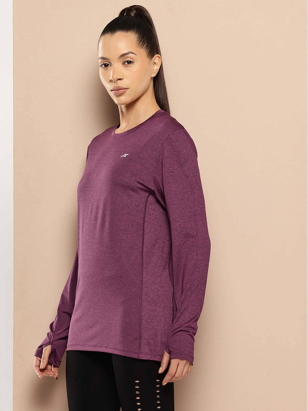 Maroon Slim Fit Pull On Round Neck T-Shirt | TT89 - view 3