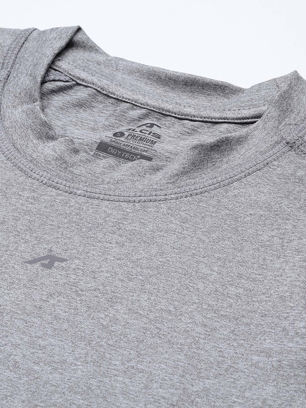 Grey Regular Fit Pull On Round Neck T-Shirt | TT89 - view 5