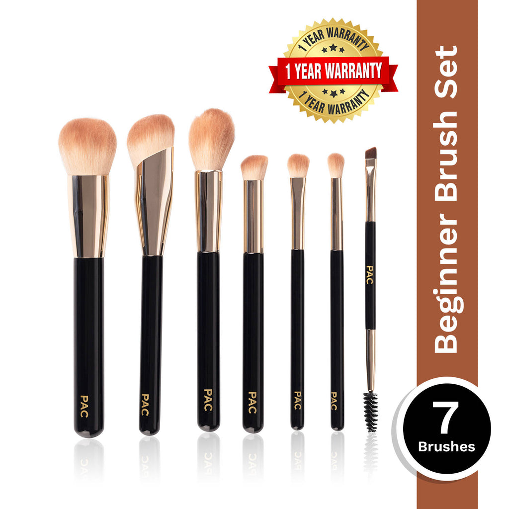 Beginner Basic Face & Eye Brush Kit - Sturdy Sleek Handles, Densely Packed Soft Bristles | T32 - view 1