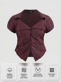 100% Cotton Tartan Split Ruched Shirt Curve & Plus | S67 - view 1