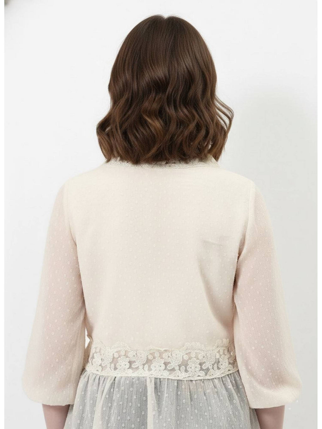Off-White Dobby Chiffon Lace Top | pt51 - view 5