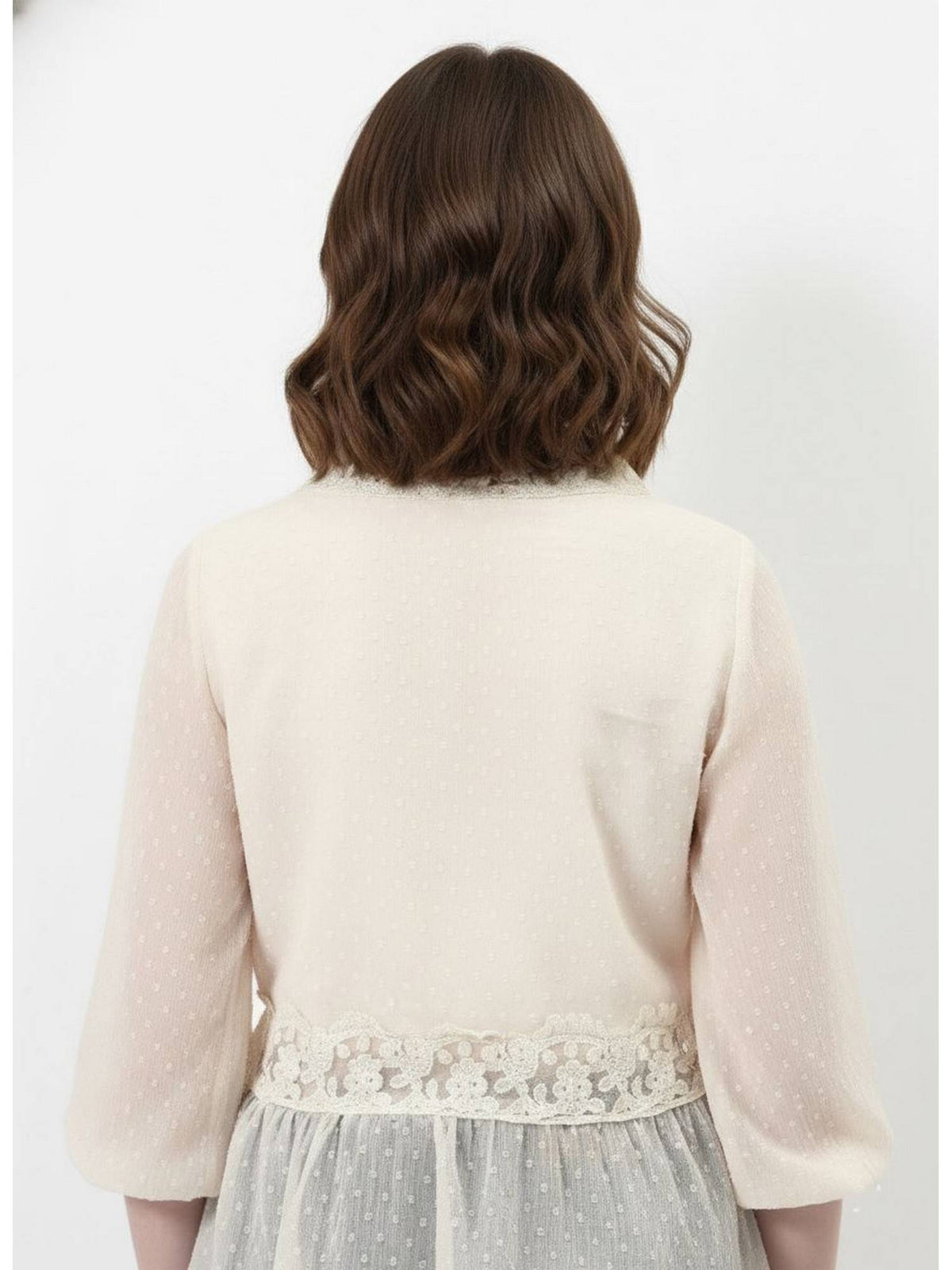 Off-White Dobby Chiffon Lace Top | pt51 - view 5